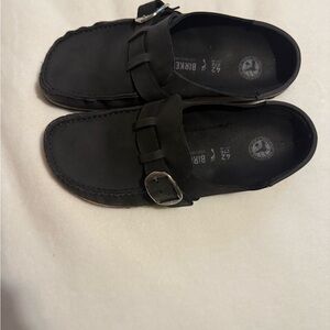 Birkenstock Black Buckle Flats